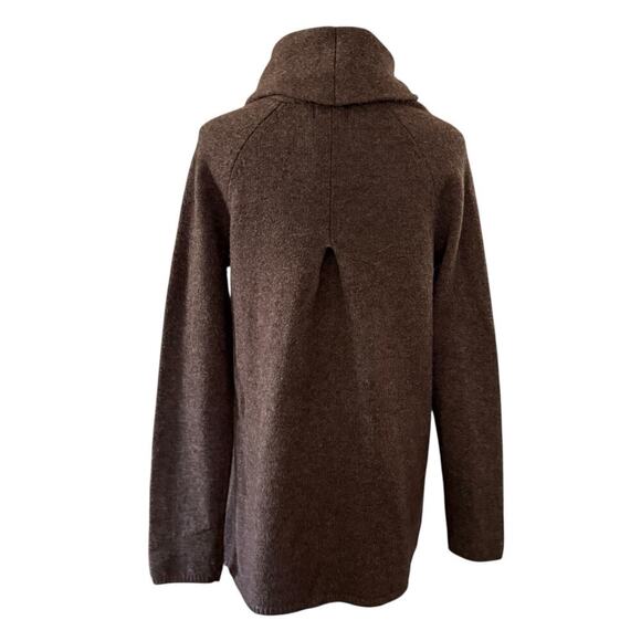 Adrienne Vittadini Wool Yak Cardigan Sweater S Long Brown Shawl Collar Cabincore - Picture 2 of 9